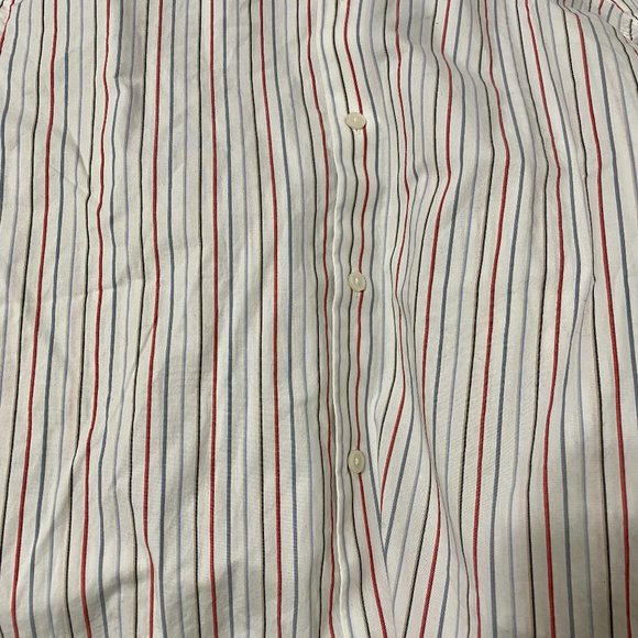 New Large Express Small Slim Striped Stretch Cotton Short Sleeve Button Up Shirt - Picture 3 of 6
